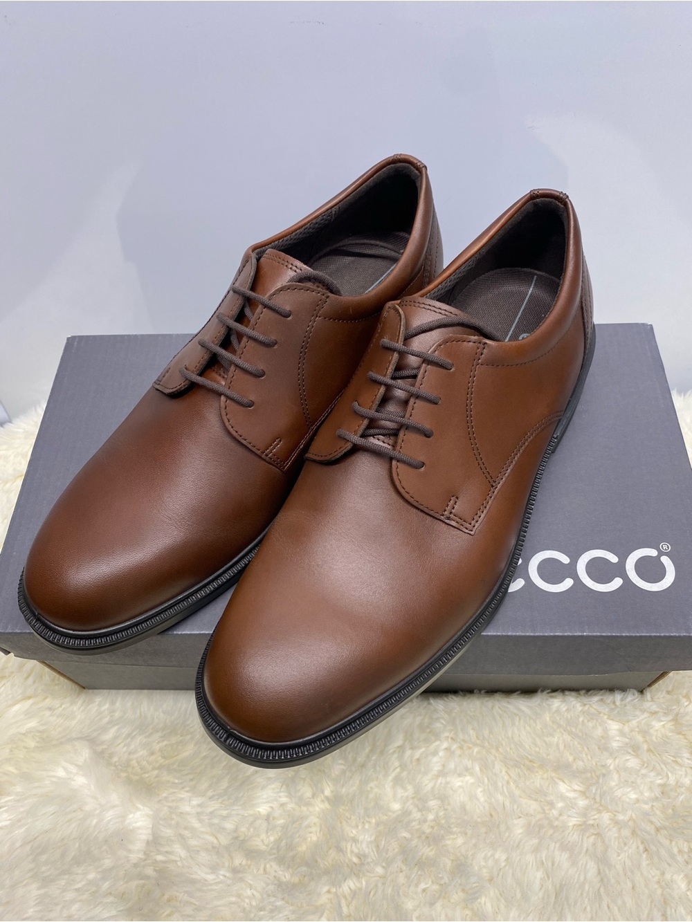 NIB! Ecco Maitland Derby Mens Shoes Plain Toe Lace-Up In Mink Size US7-7.5/ EU41